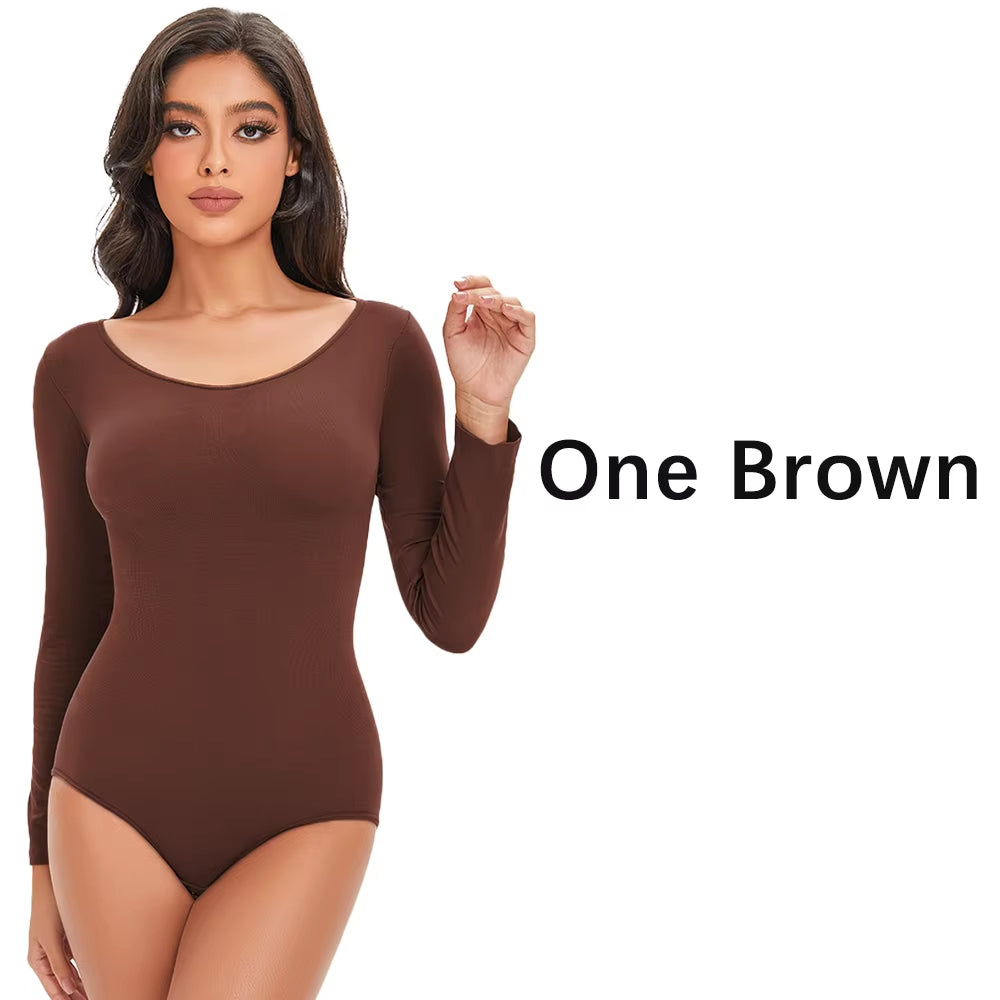 Elevate Your Confidence with Our Seamless Open Crotch Bodysuit - Long Sleeve Body Shaper for a Flawless Figure