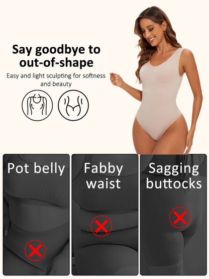 Elevate Your Silhouette with Our Seamless Shapewear Bodysuit Thong - Ultimate Tummy Control for a Flawless Fit!
