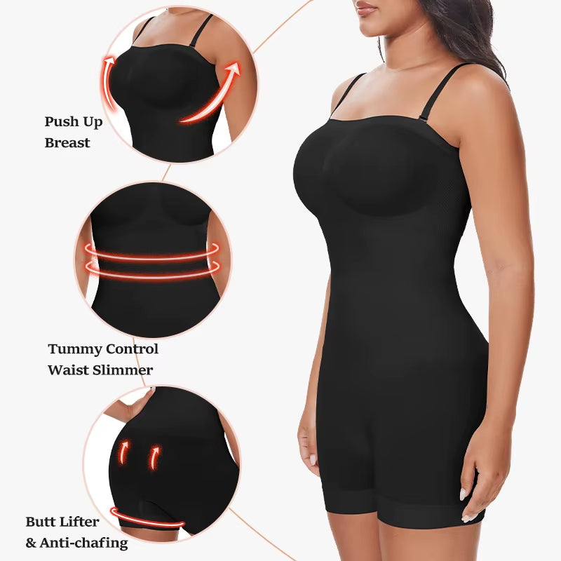 Transform Your Silhouette with Our Strapless Off-Shoulder Bodysuit Shapewear - Tummy Control & Adjustable Comfort for Every Occasion