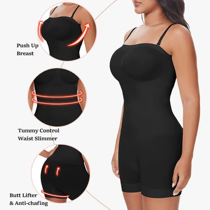 Transform Your Silhouette with Our Strapless Off-Shoulder Bodysuit Shapewear - Tummy Control & Adjustable Comfort for Every Occasion