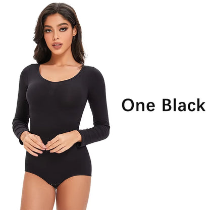 Elevate Your Confidence with Our Seamless Open Crotch Bodysuit - Long Sleeve Body Shaper for a Flawless Figure