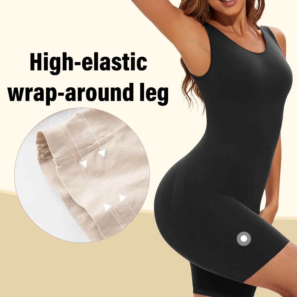 Elevate Your Silhouette with POKARLA Sexy Full Coverage Bodysuit Shapewear - Seamless Thigh Slimming Jumpsuit for Ultimate Comfort and Style