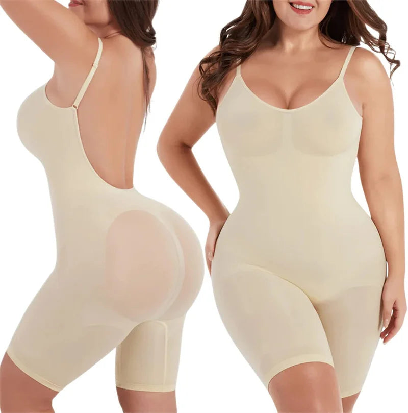 Transform Your Silhouette with Our New Full Coverage Thigh Slimming Bodysuit - The Ultimate Backless Shapewear for Women