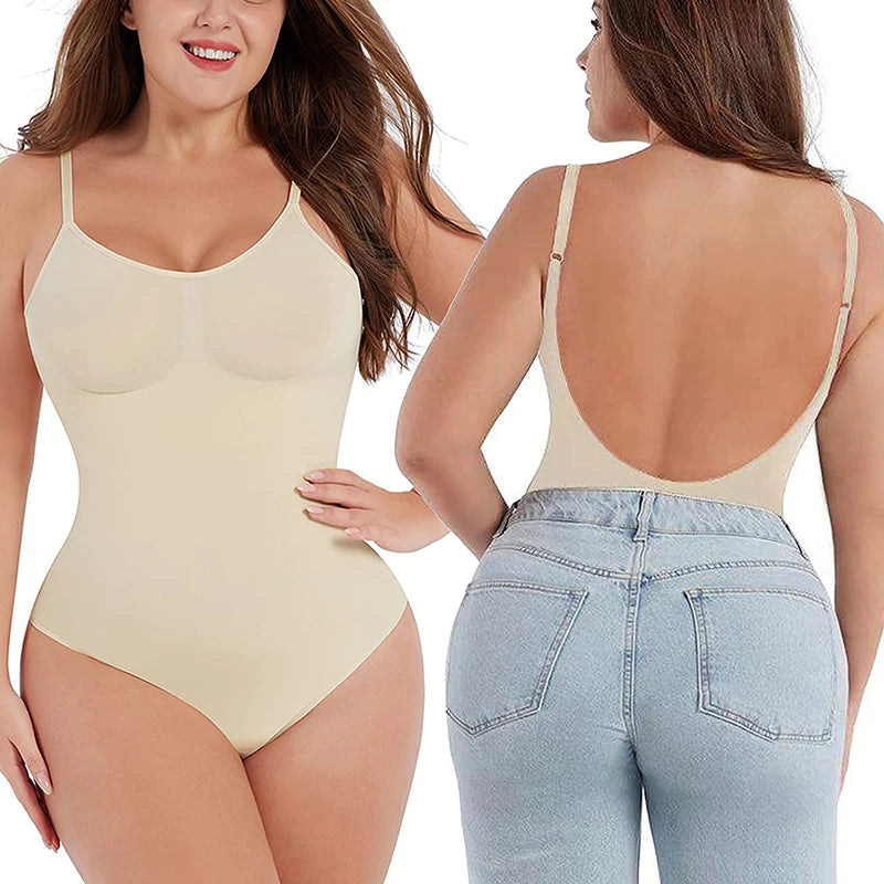 Transform Your Silhouette with Our New Full Coverage Thigh Slimming Bodysuit - The Ultimate Backless Shapewear for Women