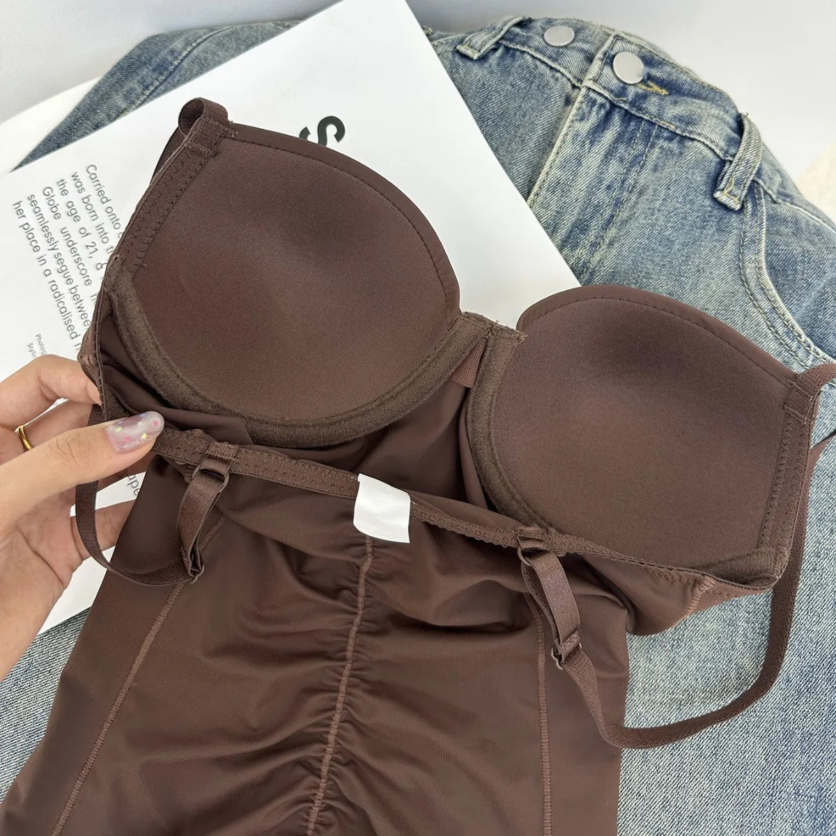 Elevate Your Silhouette with Our Thin Shapewear Bodysuit Featuring Built-in Bra and Tummy Control for Postpartum Slimming