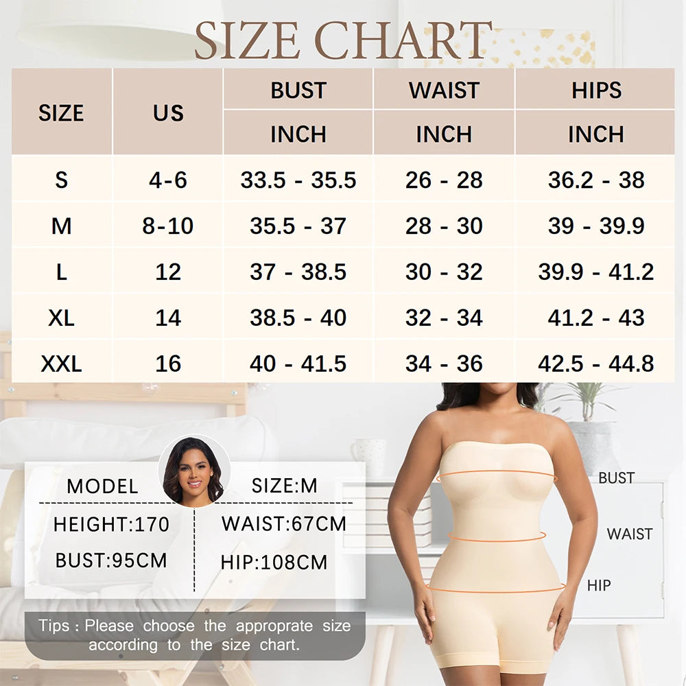 Elevate Your Curves with Our Women’s Strapless Shapewear Bodysuit – Ultimate Tummy Control & Butt Lifting Body Shaper!