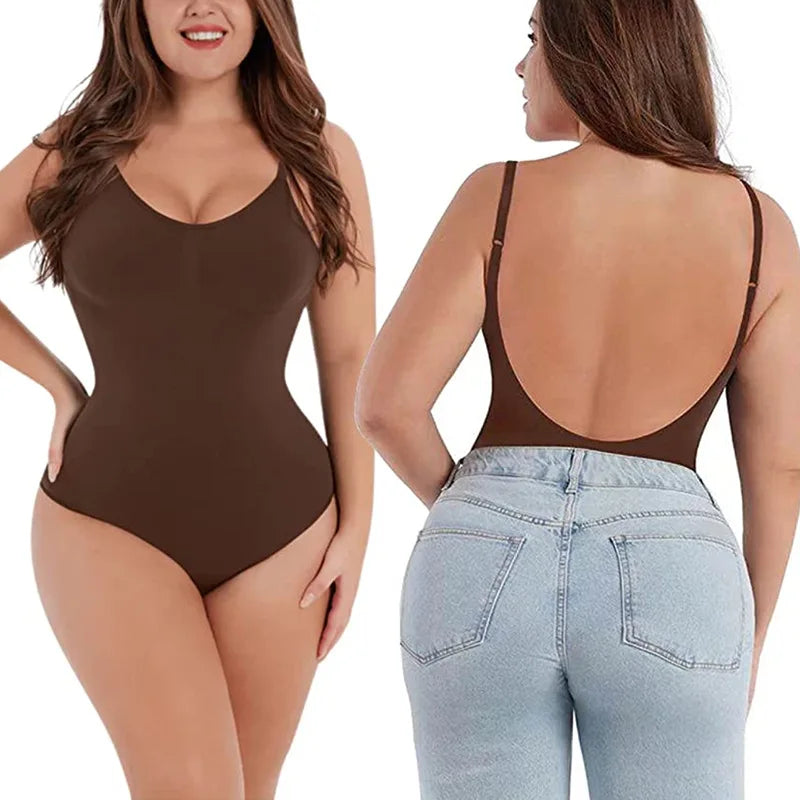 Transform Your Silhouette with Our New Full Coverage Thigh Slimming Bodysuit - The Ultimate Backless Shapewear for Women