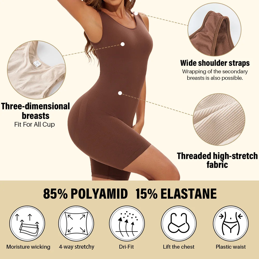 Elevate Your Silhouette with POKARLA Sexy Full Coverage Bodysuit Shapewear - Seamless Thigh Slimming Jumpsuit for Ultimate Comfort and Style