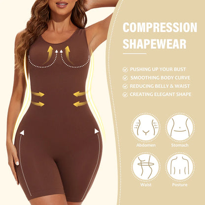 Elevate Your Silhouette with POKARLA Sexy Full Coverage Bodysuit Shapewear - Seamless Thigh Slimming Jumpsuit for Ultimate Comfort and Style