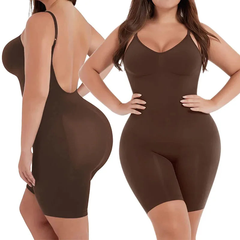 Transform Your Silhouette with Our New Full Coverage Thigh Slimming Bodysuit - The Ultimate Backless Shapewear for Women