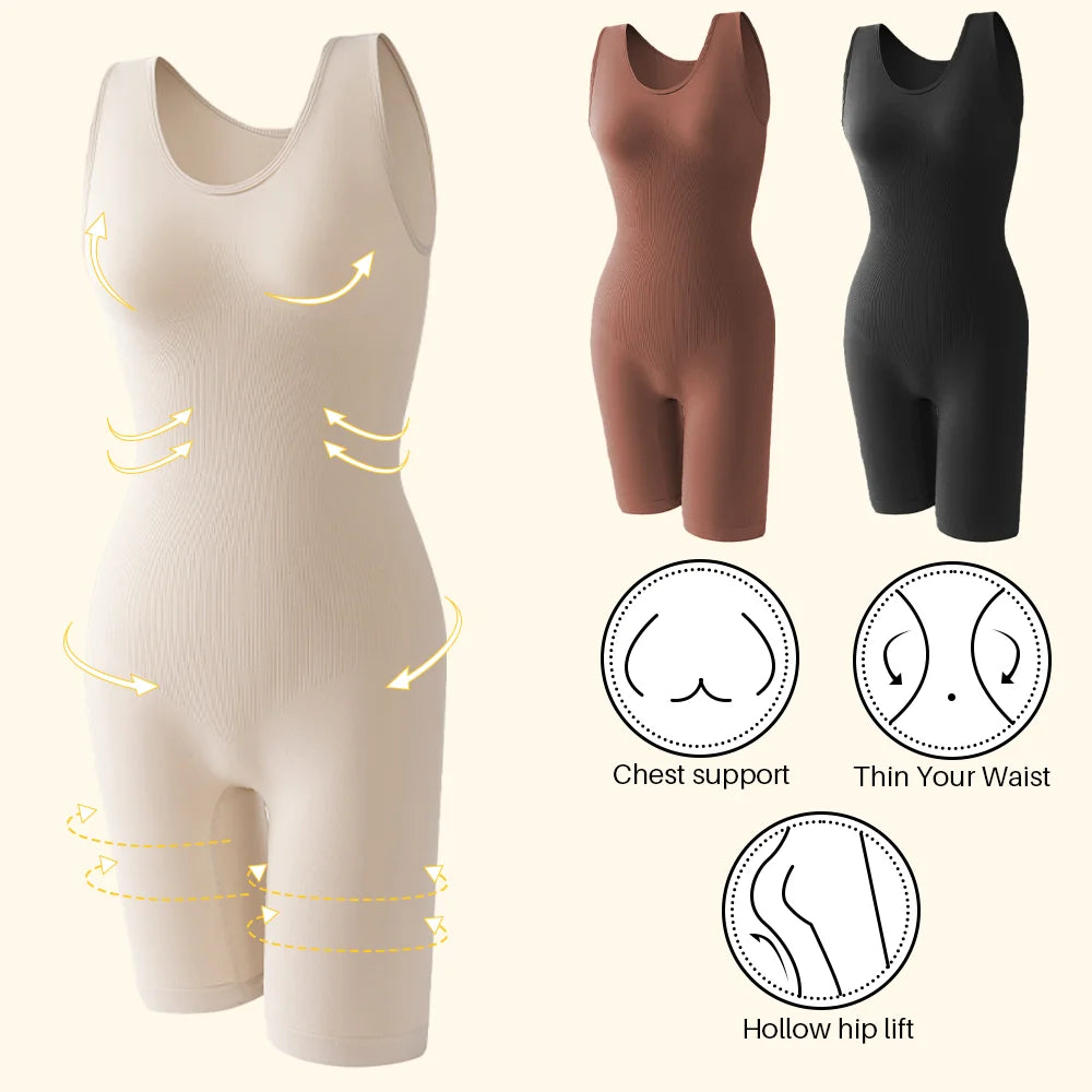 Elevate Your Silhouette with POKARLA Sexy Full Coverage Bodysuit Shapewear - Seamless Thigh Slimming Jumpsuit for Ultimate Comfort and Style