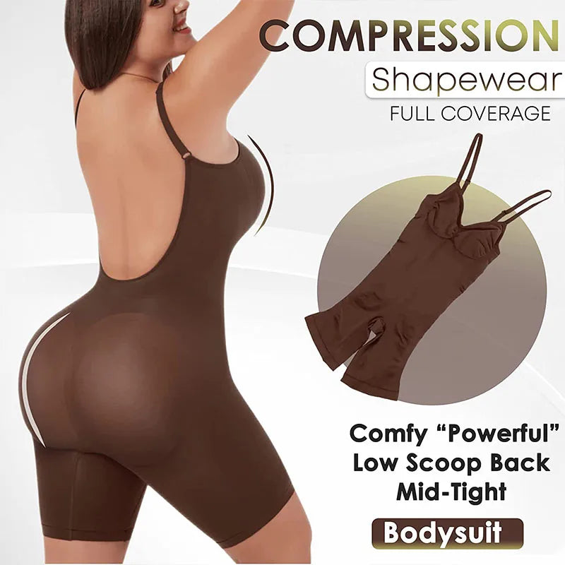 Transform Your Silhouette with Our New Full Coverage Thigh Slimming Bodysuit - The Ultimate Backless Shapewear for Women