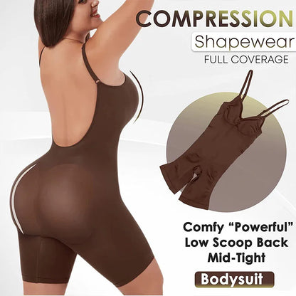 Transform Your Silhouette with Our New Full Coverage Thigh Slimming Bodysuit - The Ultimate Backless Shapewear for Women