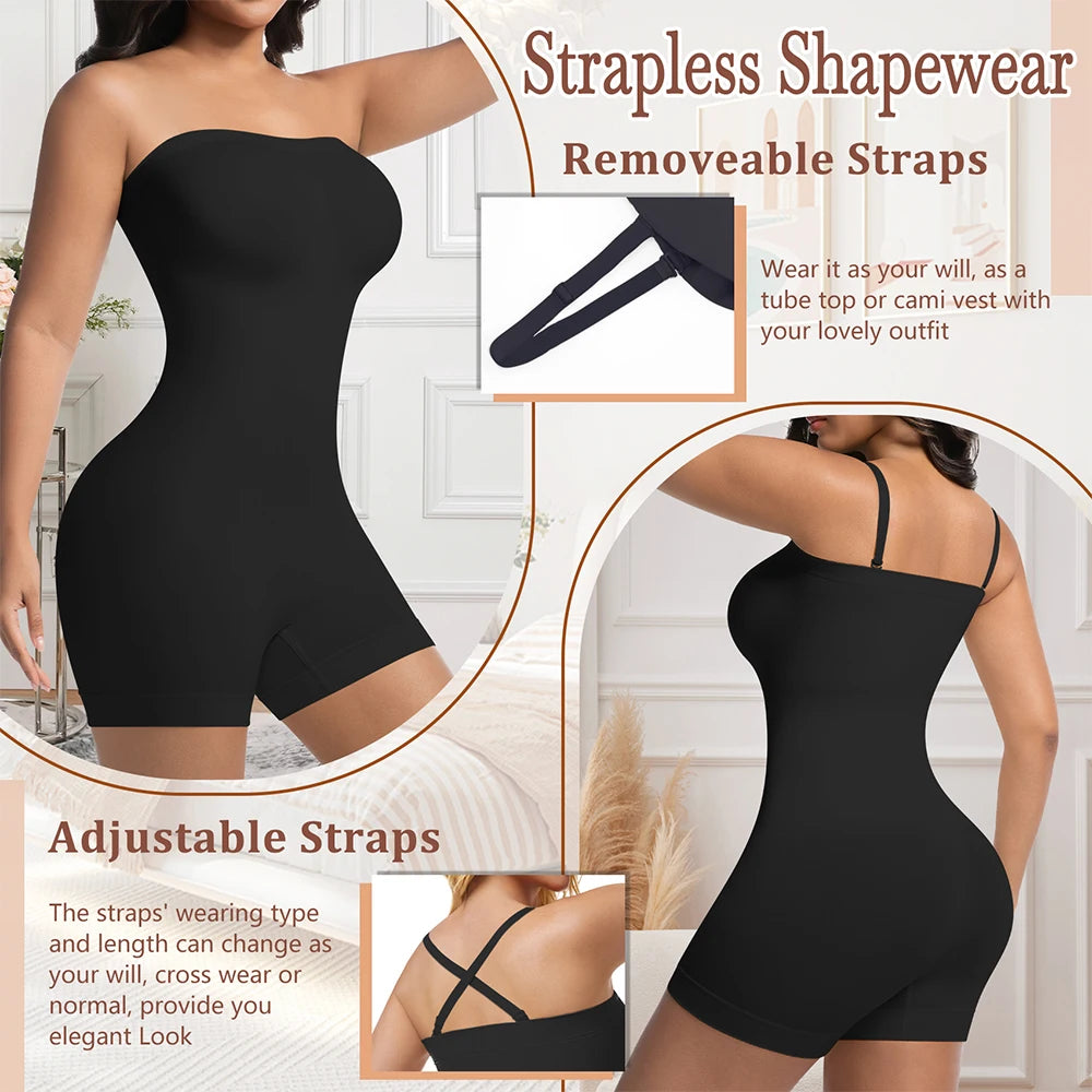 Elevate Your Curves with Our Women’s Strapless Shapewear Bodysuit – Ultimate Tummy Control & Butt Lifting Body Shaper!