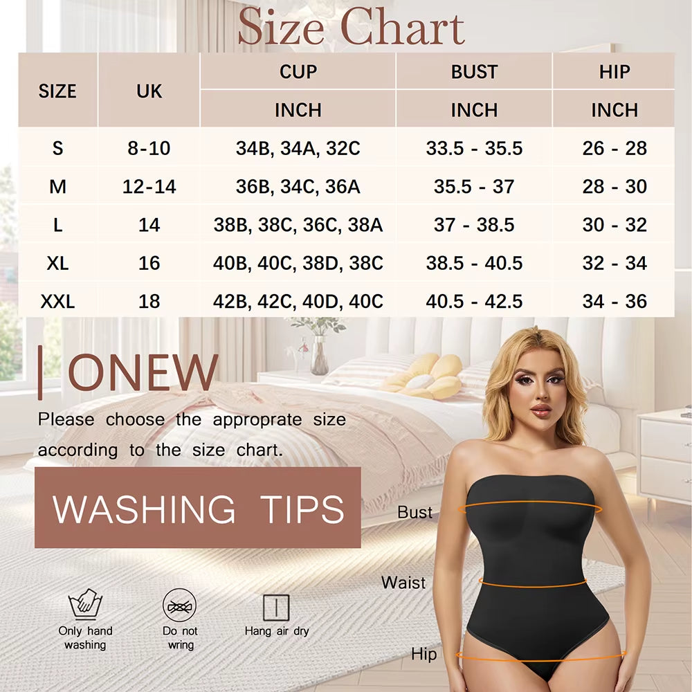 Sculpt & Shine: Women's Tummy Control Bodysuit - Versatile Sleeveless, Strapless, and Backless Shaper for Ultimate Confidence