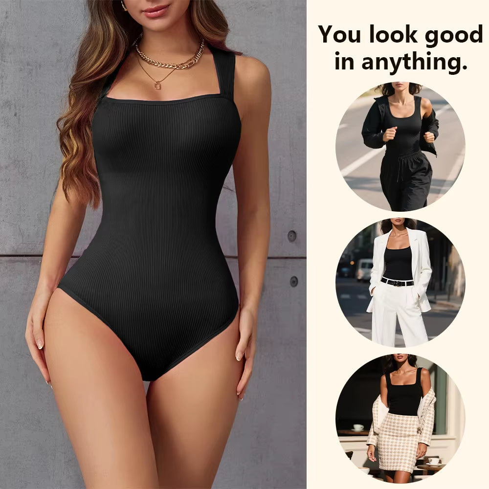 Elevate Your Confidence with the POKARLA Ribbed Tummy Control Bodysuit – Perfect Shaper for Everyday Wear!