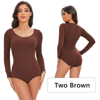 Elevate Your Confidence with Our Seamless Open Crotch Bodysuit - Long Sleeve Body Shaper for a Flawless Figure
