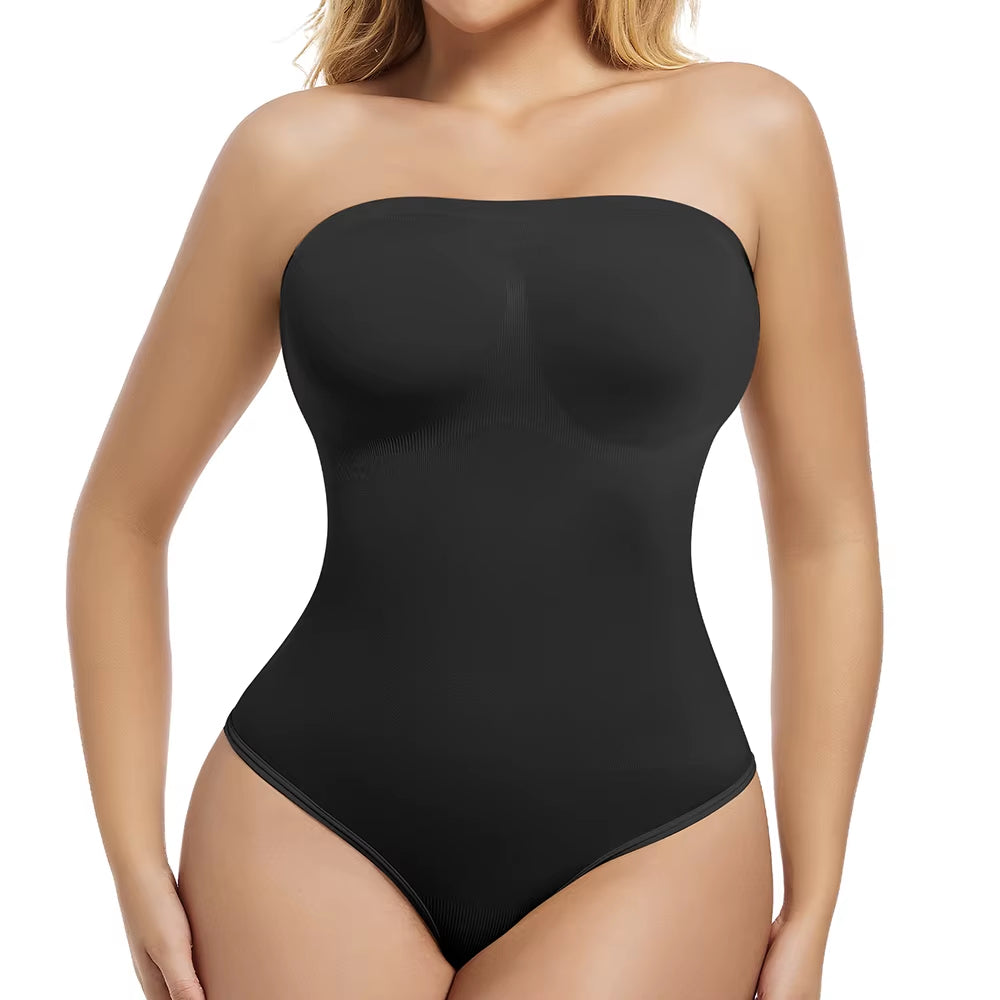 Sculpt & Shine: Women's Tummy Control Bodysuit - Versatile Sleeveless, Strapless, and Backless Shaper for Ultimate Confidence