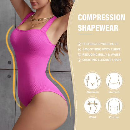 Elevate Your Confidence with the POKARLA Ribbed Tummy Control Bodysuit – Perfect Shaper for Everyday Wear!