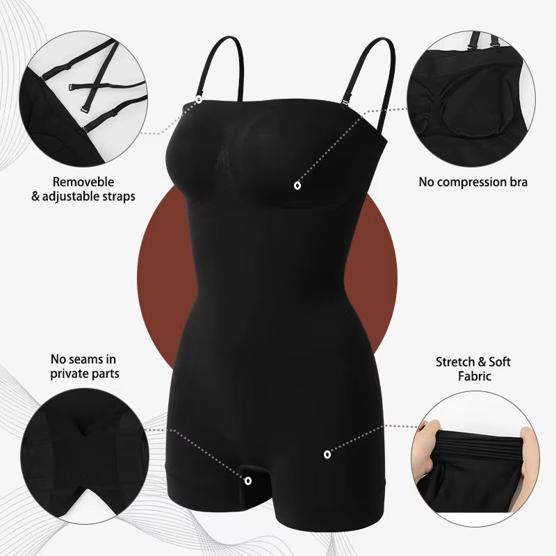 Transform Your Silhouette with Our Strapless Off-Shoulder Bodysuit Shapewear - Tummy Control & Adjustable Comfort for Every Occasion