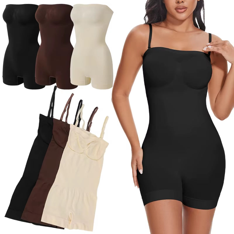Transform Your Silhouette with Our Strapless Off-Shoulder Bodysuit Shapewear - Tummy Control & Adjustable Comfort for Every Occasion